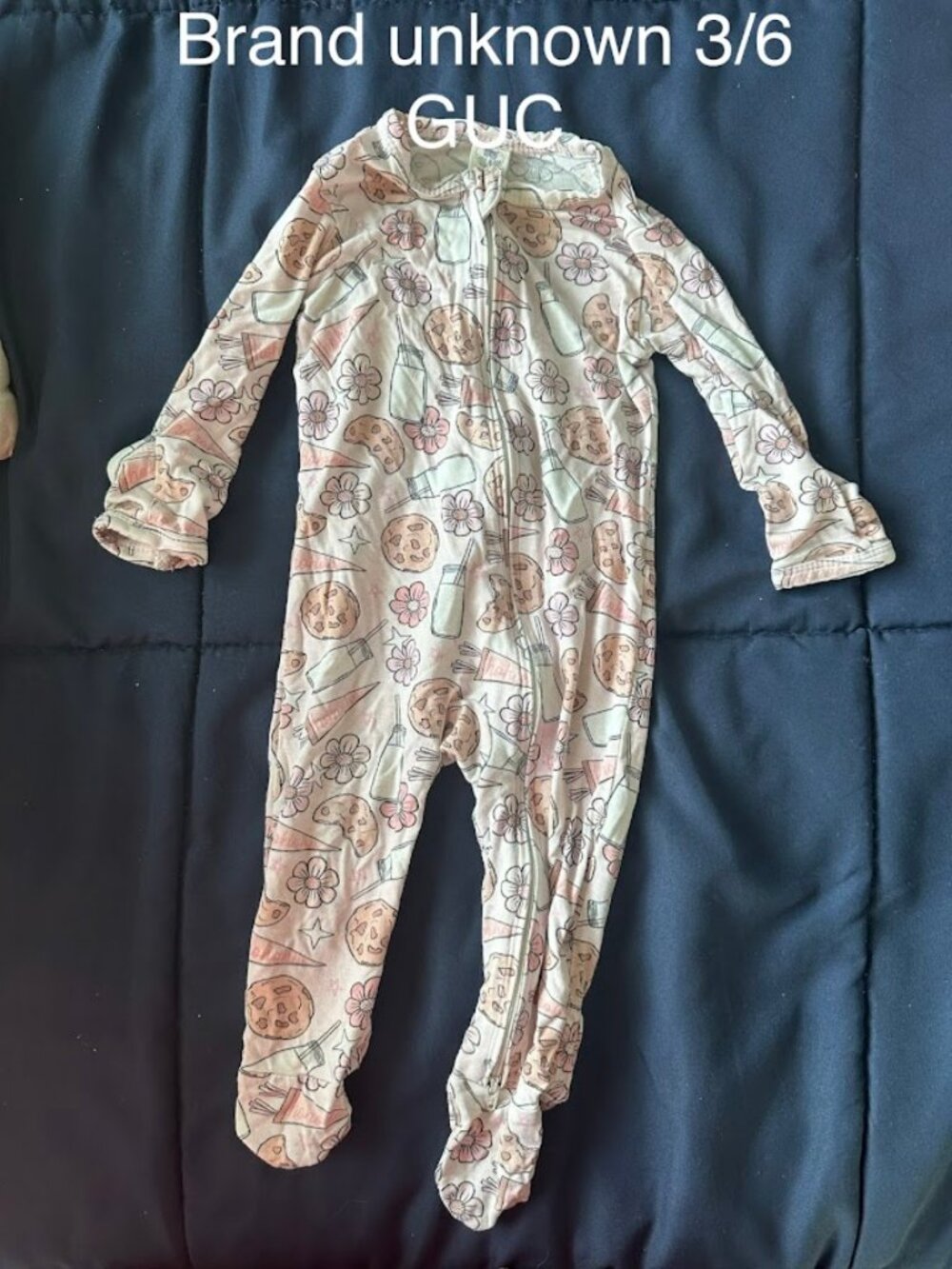 cookies print bamboo footie pjs 3/6